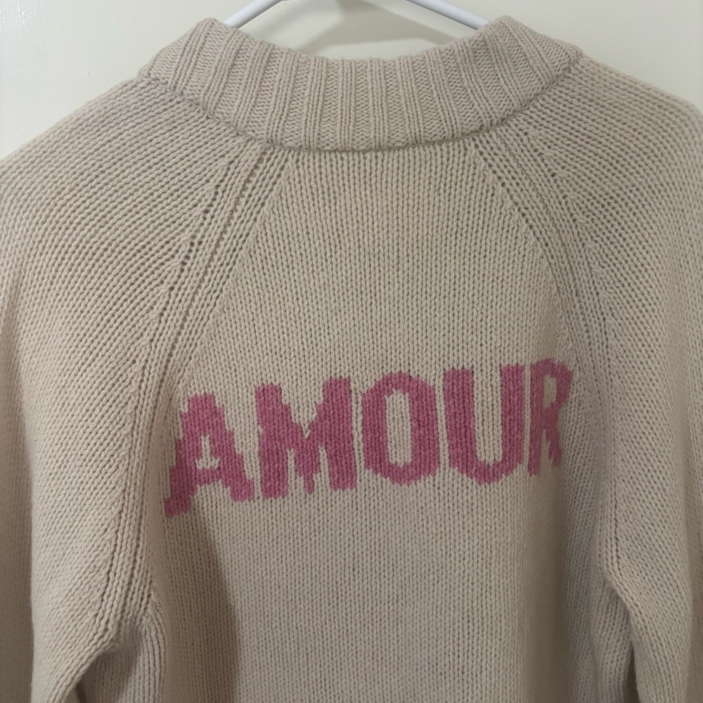 Zadig & Voltaire 100% merino wool Valmy we amour vneck sweater size S - Picture 11 of 15